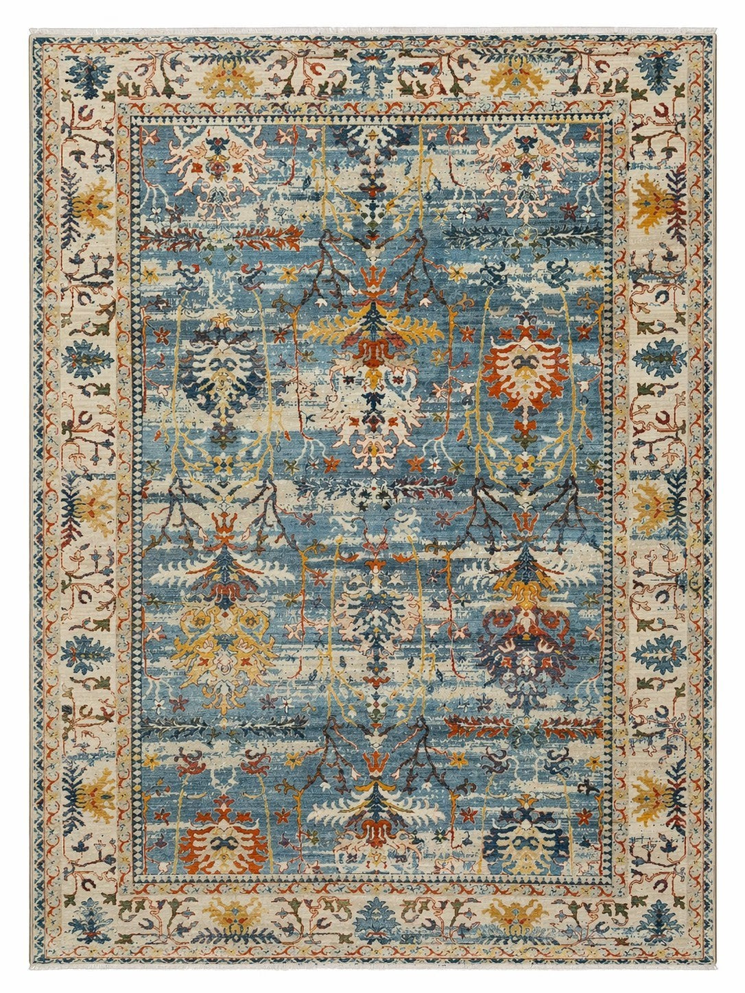 CarpetlyHome kék, klasszikus mintás, 100% polipropilén szőnyeg, 12 mm szálhosszúság, padlófűtéshez is alkalmas