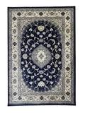 CarpetlyHome kék-szürke klasszikus mintás, 100% polipropilén szőnyeg, 12 mm szálhosszúság, padlófűtéshez is alkalmas.