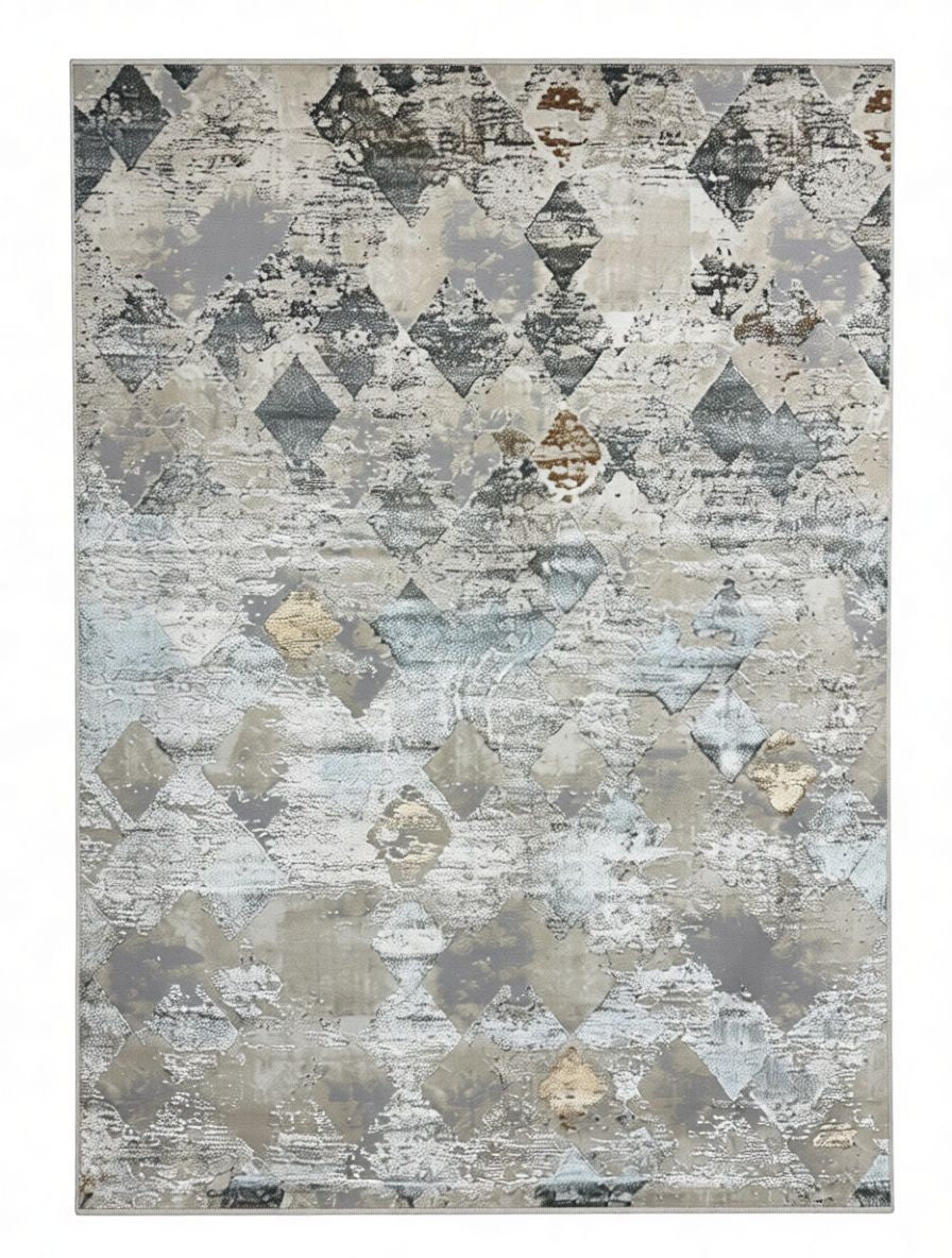CarpetlyHome kékesszürke-bézs márvány mintás modern szőnyeg, 100% polipropilén, 12mm szálhossz.
