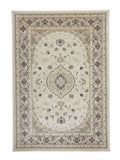 CarpetlyHome klasszikus mintás krémszínű polipropilén szőnyeg, ornamentikus mintákkal, 12 mm szálhossz.