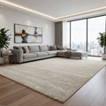CarpetlyHome Milano egyszínű bézs modern szőnyeg puha textúrával, elegáns nappali enteriőrben elhelyezve