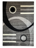 CarpetlyHome modern szürke, fekete és fehér geometriai mintás polipropilén szőnyeg, 12 mm szálhosszúsággal.