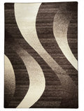 CarpetlyHome modern szőnyeg hullámmintával, barna és krémszínű, 100% polipropilén, 12 mm szálhossz.
