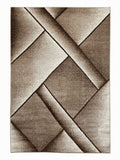 CarpetlyHome bézs-barna mintás modern szőnyeg, 100% polipropilén, 12 mm szálhossz, geometrikus mintával.