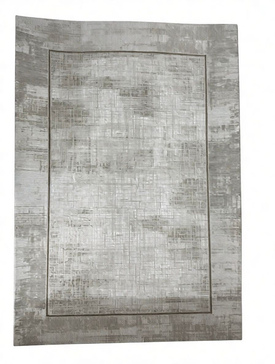 CarpetlyHome bézs-szürke keretmintás modern szőnyeg, 100% polipropilén, 12 mm szálhossz, padlófűtéshez is alkalmas