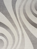 CarpetlyHome bézs és szürke hullámzó geometriai mintás modern szőnyeg, 100% polipropilén, 12 mm szálhossz.