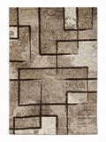 CarpetlyHome Nora bézs-barna mintás modern szőnyeg, 100% polipropilén, 12 mm szálhossz, padlófűtéshez is alkalmas.