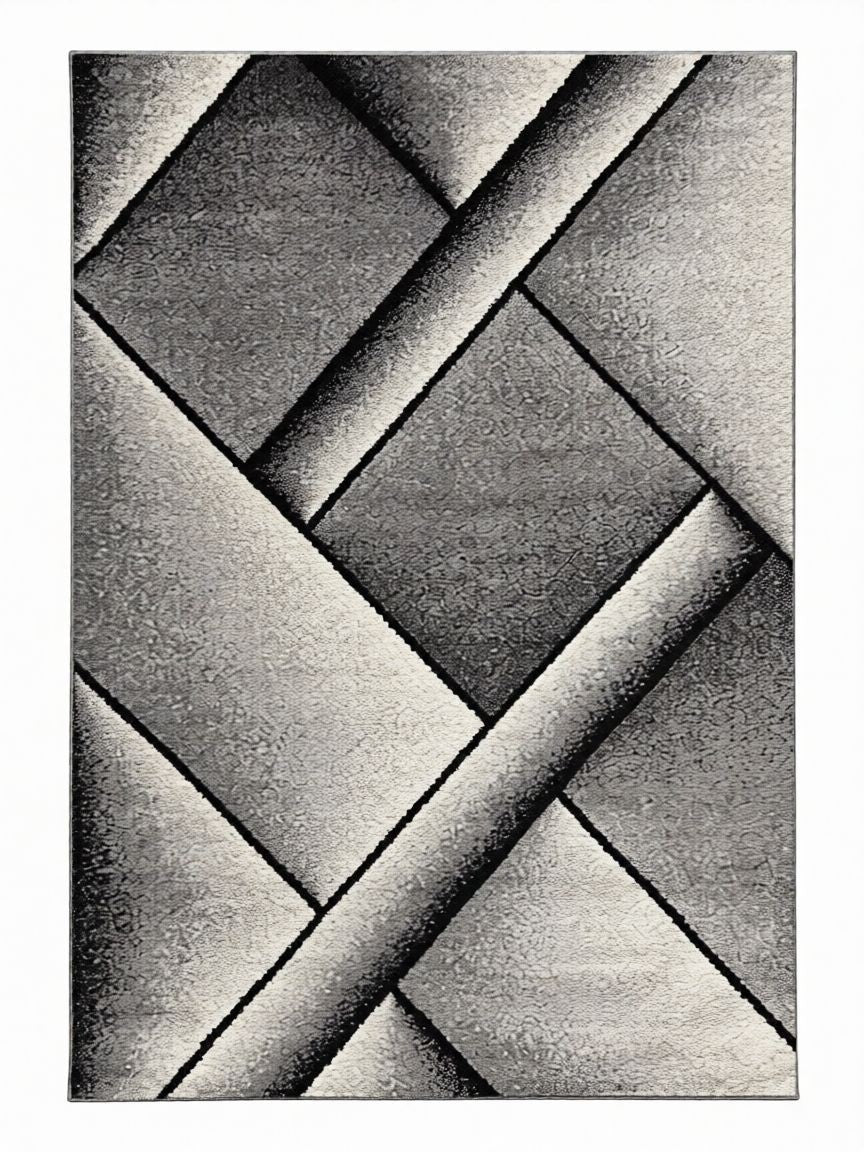 CarpetlyHome Nora szürke mintás modern szőnyeg, 100% polipropilén, 12 mm szálhossz, geometrikus mintával.