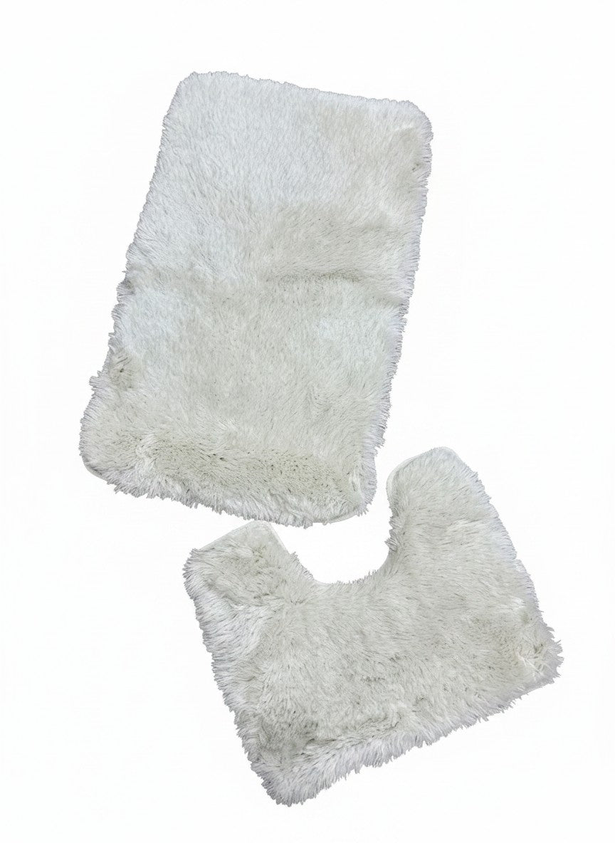 CarpetlyHome Scott fehér, 2 részes, 20 mm szálhosszúságú, csúszásgátlós fürdőszobai szőnyegszett