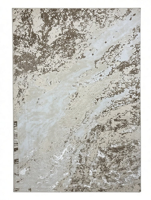 CarpetlyHome bézs-arany absztrakt mintás modern szőnyeg, 100% polipropilén, 12 mm szálhossz.