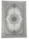 CarpetlyHome klasszikus medálmintás szőnyeg, szürke és krémszínű, 100% polipropilén, 12 mm szálhossz.