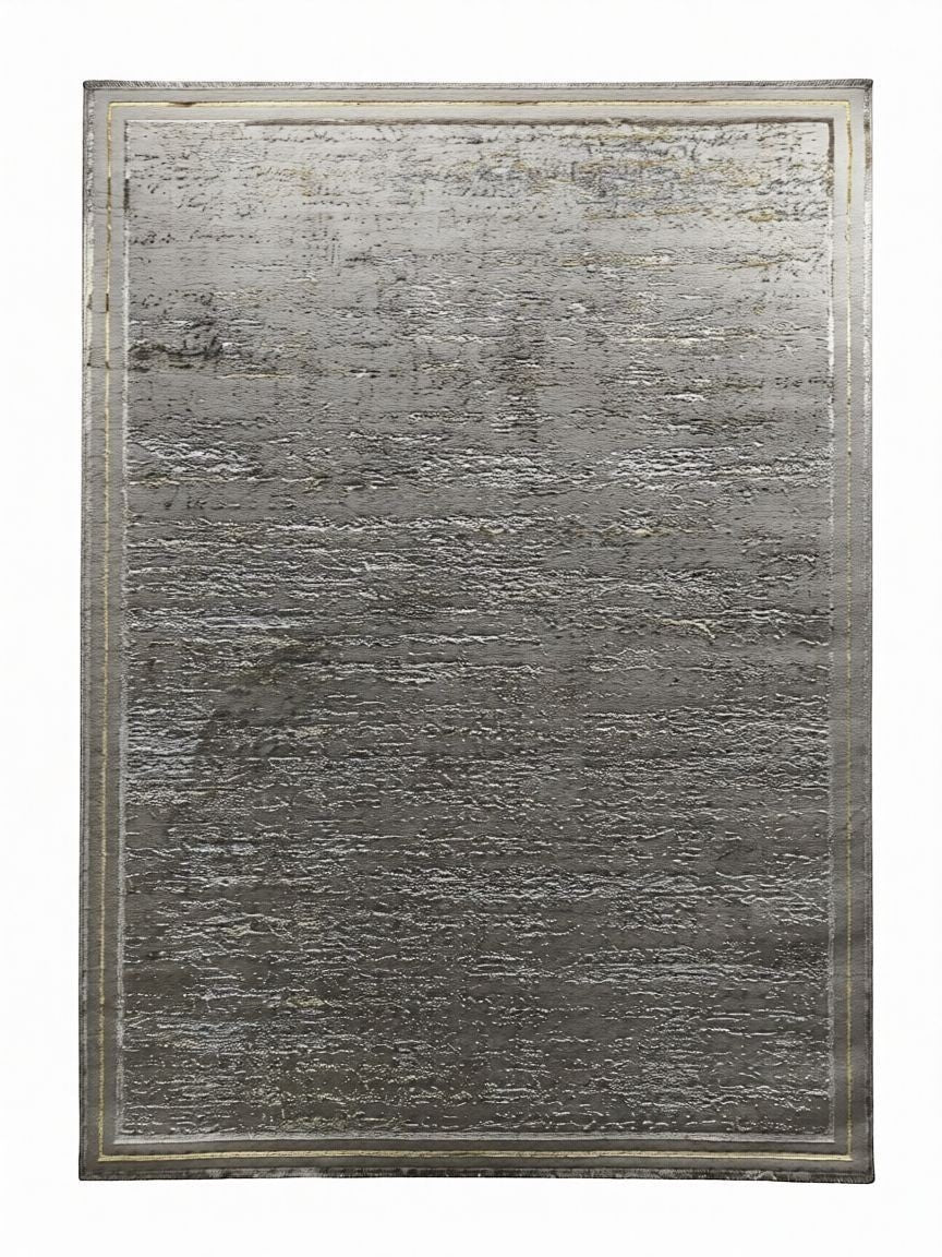 CarpetlyHome szürke-arany kopott mintás modern szőnyeg, 100% polipropilén, 8 mm szálhossz, padlófűtéshez is alkalmas
