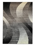 CarpetlyHome szürke, hullámos geometriai mintás modern szőnyeg, 100% polipropilén, 12 mm szálhossz.