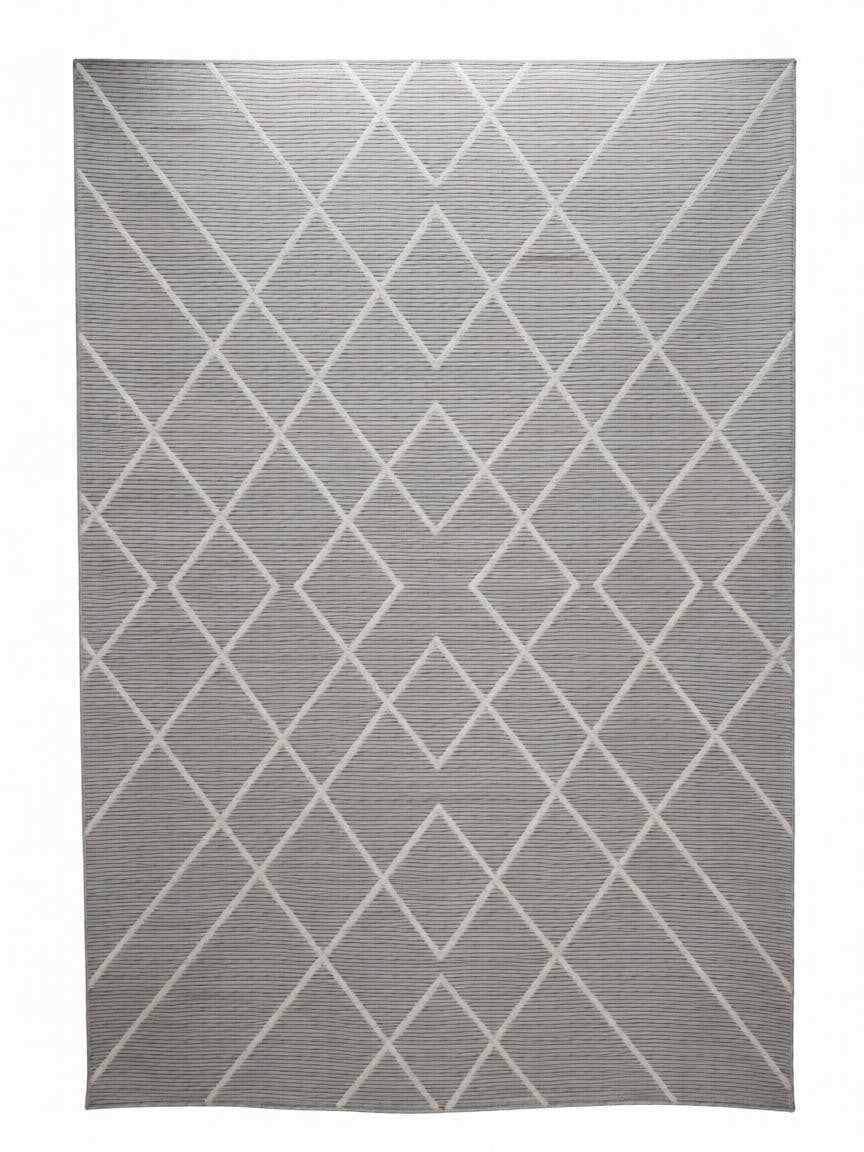 CarpetlyHome szürke, geometrikus mintás, modern szőnyeg, 100% polipropilén, 12 mm szálhossz.
