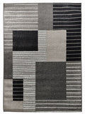 CarpetlyHome szürke, fekete geometrikus mintás modern szőnyeg, 100% polipropilén, 10 mm szálhossz.