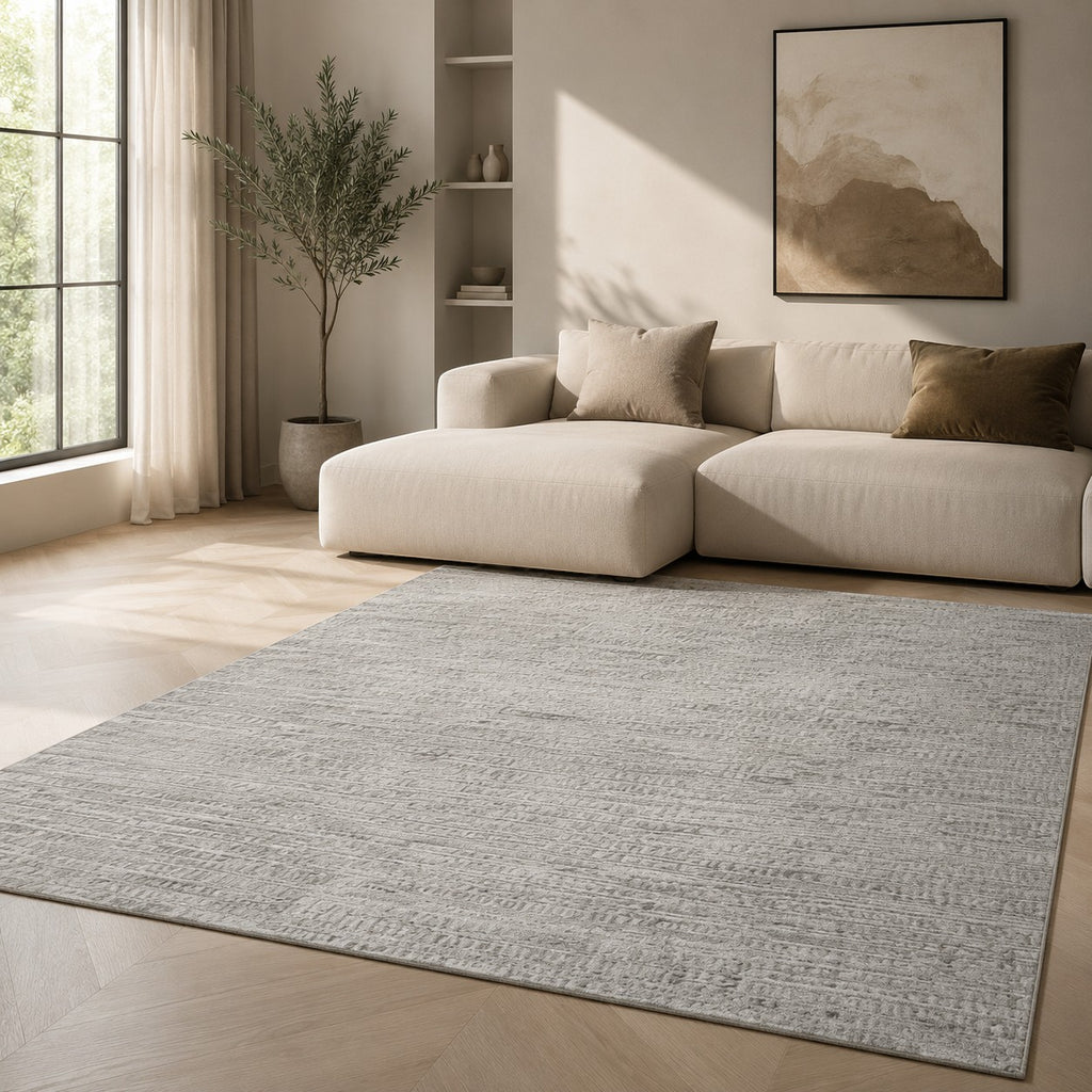 CarpetlyHome szürke, geometrikus mintás, 100% polipropilén szőnyeg, 12 mm szálhosszúsággal