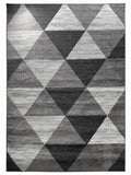 CarpetlyHome szürke háromszög mintás modern szőnyeg, 100% polipropilén, 10 mm szálhossz, padlófűtéshez is alkalmas.