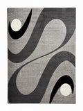 CarpetlyHome szürke hullám mintás modern szőnyeg, 100% polipropilén, 12 mm szálhossz, puha és tartós.