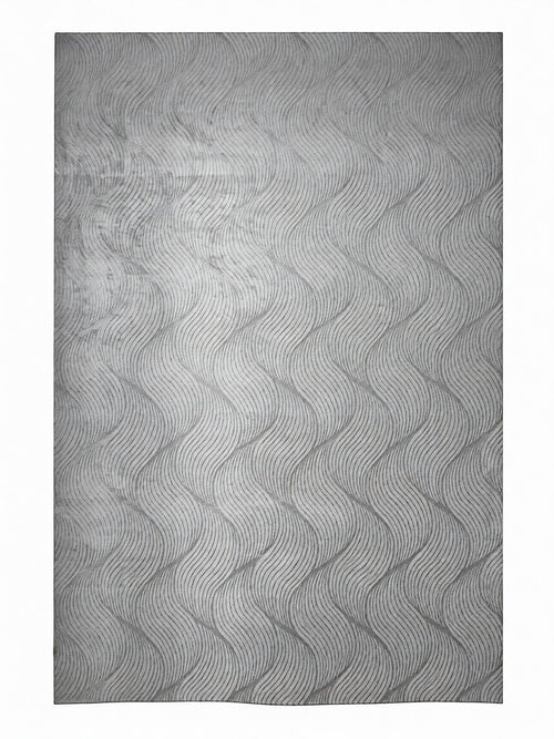 CarpetlyHome szürke hullám mintás, puha polipropilén szőnyeg, 8 mm szálhosszúság, csúszásmentes hátoldal.