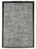 CarpetlyHome szürke kopott mintás modern szőnyeg, 100% polipropilén, 8 mm szálhossz, fekete kerettel.