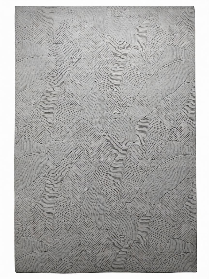 CarpetlyHome szürke, levélmintás, puha szőnyeg, 100% polipropilén, 8 mm szálhossz, csúszásmentes hátlap