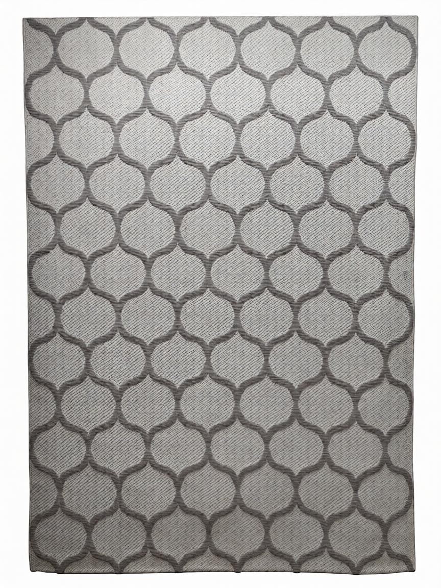 CarpetlyHome szürke, geometrikus mintás, 100% polipropilén szőnyeg, 12 mm szálhossz.