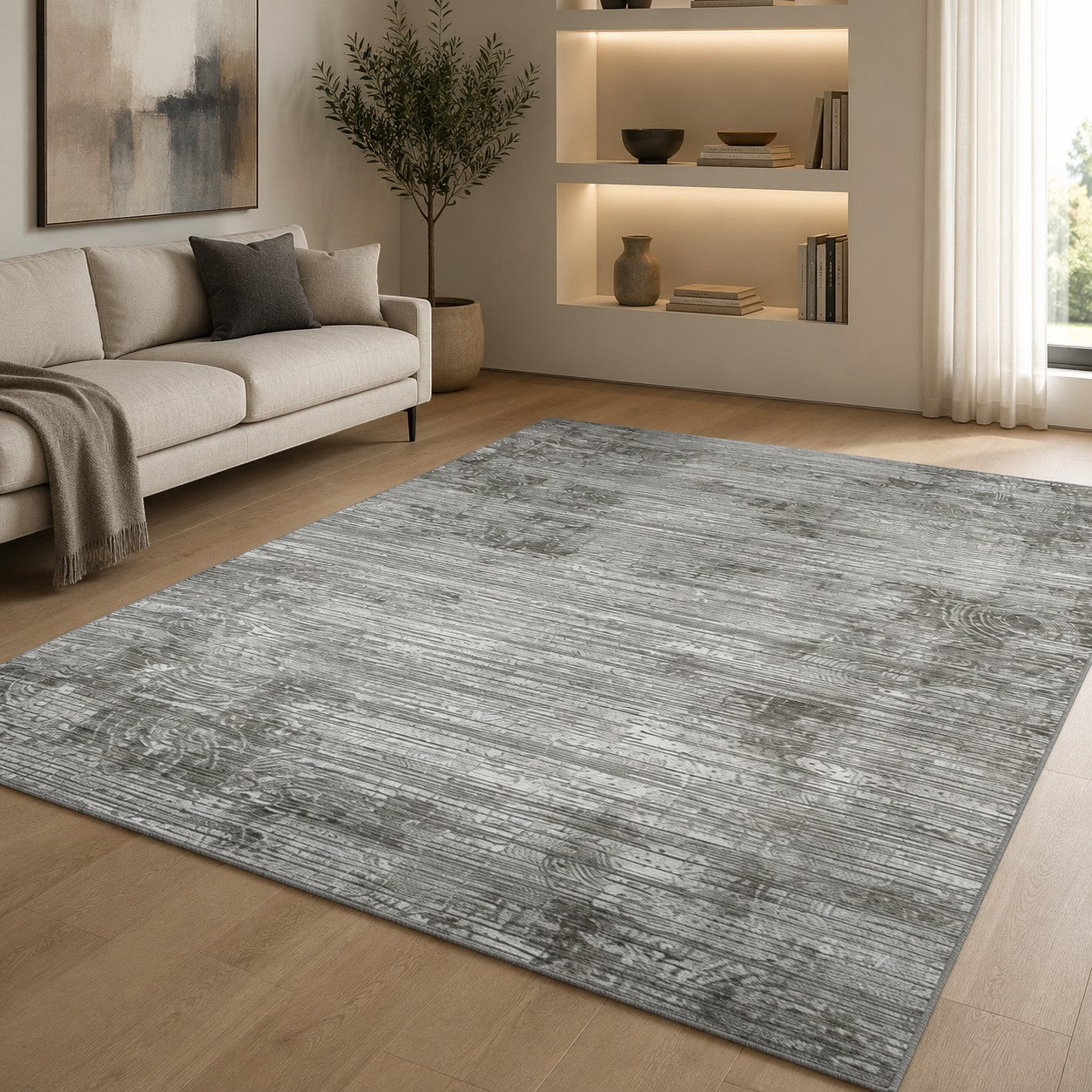 CarpetlyHome szürke vintage hatású modern szőnyeg, 100% polipropilén, 12 mm szálhossz, padlófűtéshez is alkalmas