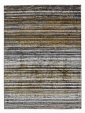 CarpetlyHome Toscana többszínű csíkos modern szőnyeg, fekete, fehér, szürke és okkersárga árnyalatokkal, 8 mm szálhosszúság.